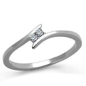 TK2121 - High polished (no plating) Stainless Steel Ring with AAA Grade CZ  in Clear - Joyeria Lady