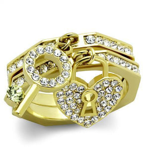 TK2127 - IP Gold(Ion Plating) Stainless Steel Ring with Top Grade Crystal  in Citrine Yellow - Joyeria Lady