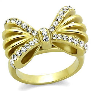 TK2128 - IP Gold(Ion Plating) Stainless Steel Ring with Top Grade Crystal  in Clear - Joyeria Lady
