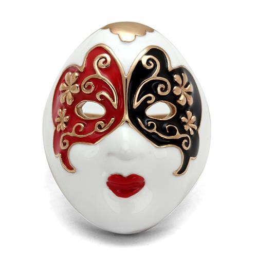 TK2142 - IP Rose Gold(Ion Plating) Stainless Steel Ring with Epoxy  in Multi Color - Joyeria Lady