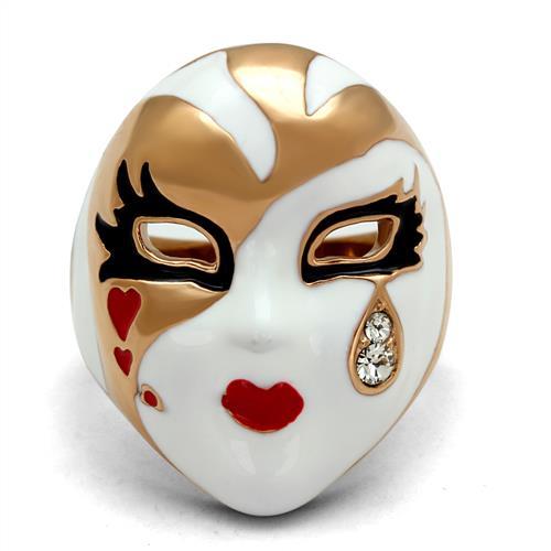 TK2143 - IP Rose Gold(Ion Plating) Stainless Steel Ring with Top Grade Crystal  in Clear - Joyeria Lady