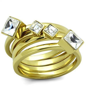 TK2158 - IP Gold(Ion Plating) Stainless Steel Ring with Top Grade Crystal  in Clear - Joyeria Lady