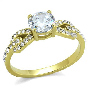 TK2168 - IP Gold(Ion Plating) Stainless Steel Ring with AAA Grade CZ  in Clear - Joyeria Lady