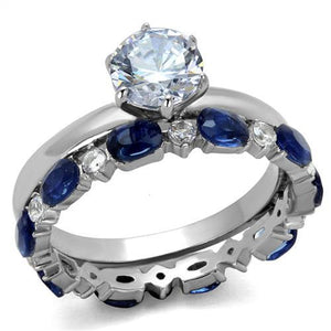 TK2175 - High polished (no plating) Stainless Steel Ring with AAA Grade CZ  in Clear - Joyeria Lady