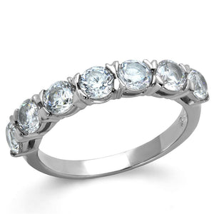 TK2182 - High polished (no plating) Stainless Steel Ring with AAA Grade CZ  in Clear - Joyeria Lady