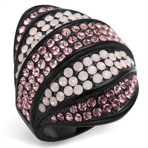 TK2201 - IP Black(Ion Plating) Stainless Steel Ring with Top Grade Crystal  in Multi Color - Joyeria Lady