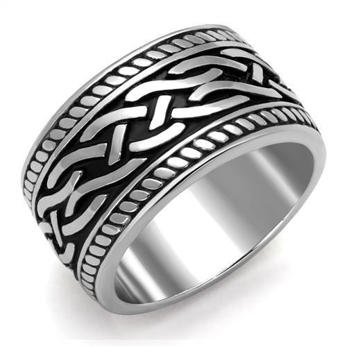TK2239 High polished (no plating) Stainless Steel Ring with Epoxy in Jet - Joyeria Lady