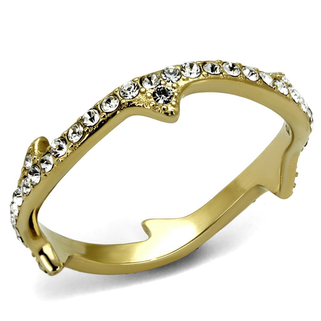TK2255 - IP Gold(Ion Plating) Stainless Steel Ring with Top Grade Crystal  in Clear - Joyeria Lady