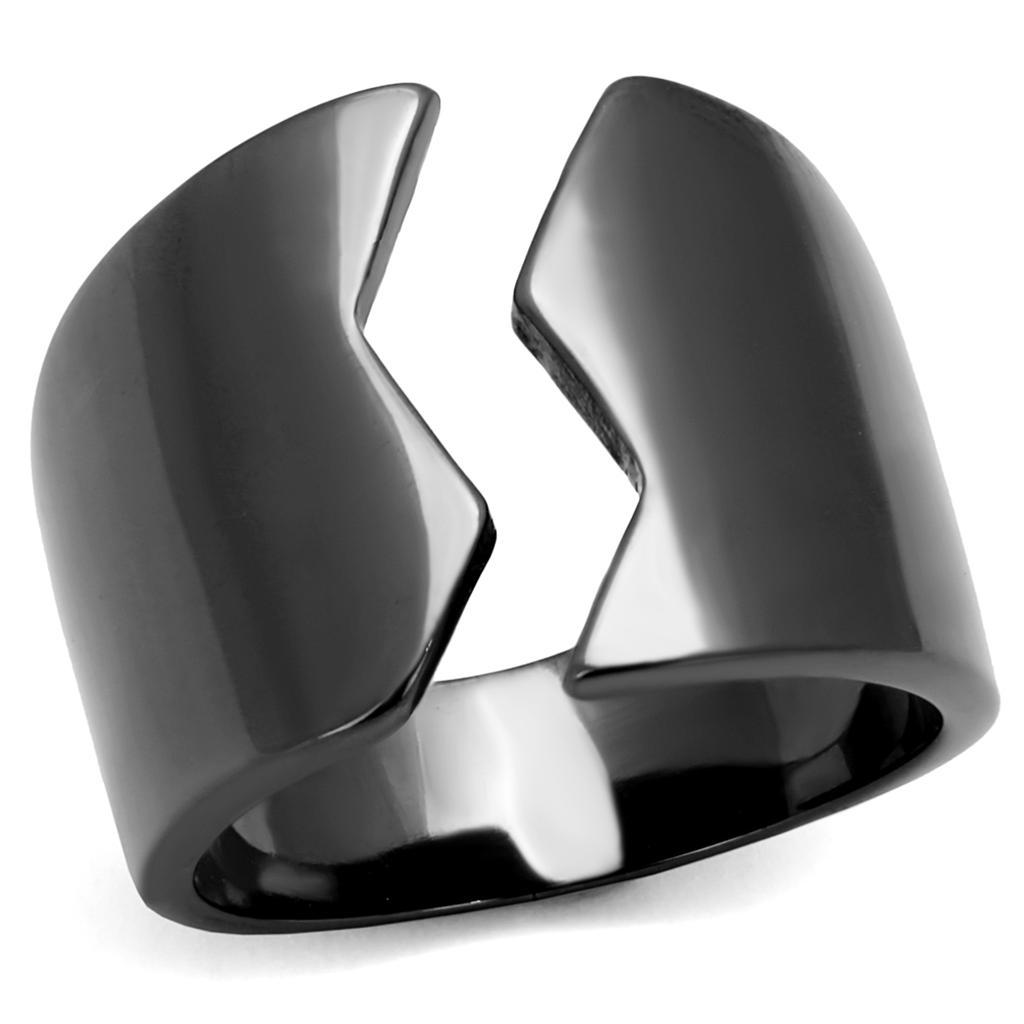 TK2268 - IP Light Black  (IP Gun) Stainless Steel Ring with No Stone - Joyeria Lady