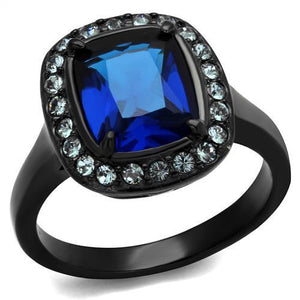 TK2283 - Two-Tone IP Black (Ion Plating) Stainless Steel Ring with Synthetic Synthetic Glass in Montana - Joyeria Lady