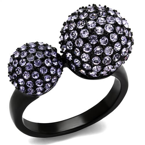 TK2285 - IP Black(Ion Plating) Stainless Steel Ring with Top Grade Crystal  in Multi Color - Joyeria Lady