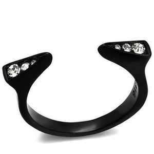 TK2287 - IP Black(Ion Plating) Stainless Steel Ring with Top Grade Crystal  in Clear - Joyeria Lady