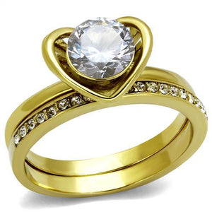 TK2295 - IP Gold(Ion Plating) Stainless Steel Ring with AAA Grade CZ  in Clear - Joyeria Lady