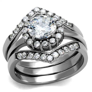 TK2297 - High polished (no plating) Stainless Steel Ring with AAA Grade CZ  in Clear - Joyeria Lady