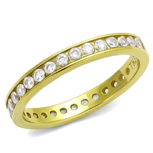 TK2343G - IP Gold(Ion Plating) Stainless Steel Ring with AAA Grade CZ  in Clear - Joyeria Lady