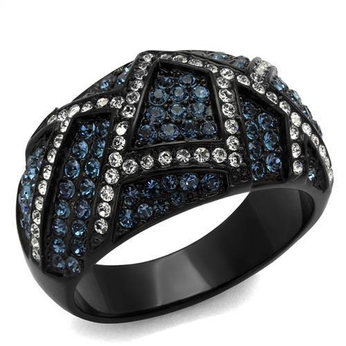 TK2353 - IP Black(Ion Plating) Stainless Steel Ring with Top Grade Crystal  in Montana - Joyeria Lady