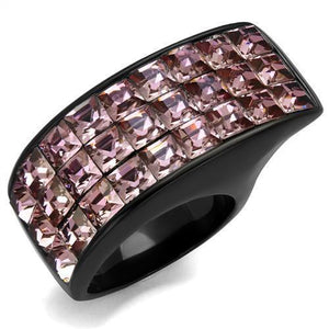 TK2359 - IP Black(Ion Plating) Stainless Steel Ring with Top Grade Crystal  in Light Rose - Joyeria Lady
