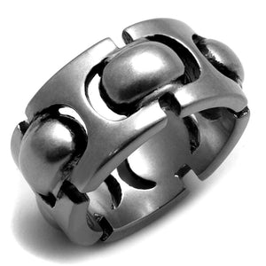 TK2421 - Antique Silver Stainless Steel Ring with Epoxy  in Jet - Joyeria Lady