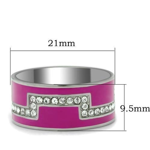 TK244 - High polished (no plating) Stainless Steel Ring with Top Grade Crystal  in Clear - Joyeria Lady