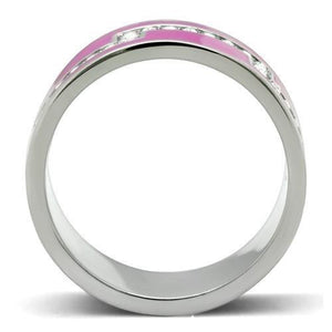 TK244 - High polished (no plating) Stainless Steel Ring with Top Grade Crystal  in Clear