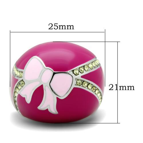 TK246 - High polished (no plating) Stainless Steel Ring with Top Grade Crystal  in Citrine Yellow - Joyeria Lady