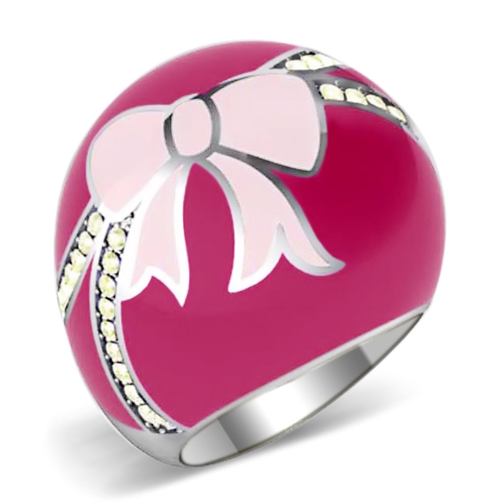 TK246 - High polished (no plating) Stainless Steel Ring with Top Grade Crystal  in Citrine Yellow - Joyeria Lady