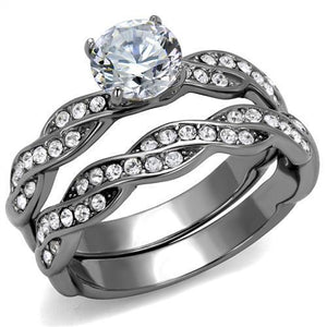 TK2475 - High polished (no plating) Stainless Steel Ring with AAA Grade CZ  in Clear - Joyeria Lady
