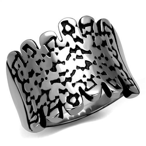 TK2500 High polished (no plating) Stainless Steel Ring with Epoxy in Jet - Joyeria Lady