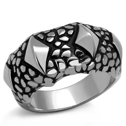 TK2513 High polished (no plating) Stainless Steel Ring with Epoxy in Jet - Joyeria Lady