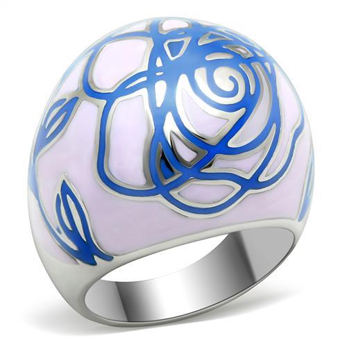 TK251 - High polished (no plating) Stainless Steel Ring with Epoxy  in No Stone - Joyeria Lady