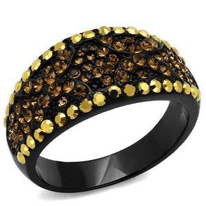 TK2552 - IP Black(Ion Plating) Stainless Steel Ring with Top Grade Crystal  in Multi Color - Joyeria Lady