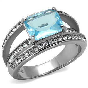 TK2608 - No Plating Stainless Steel Ring with Synthetic Synthetic Glass in Sea Blue - Joyeria Lady