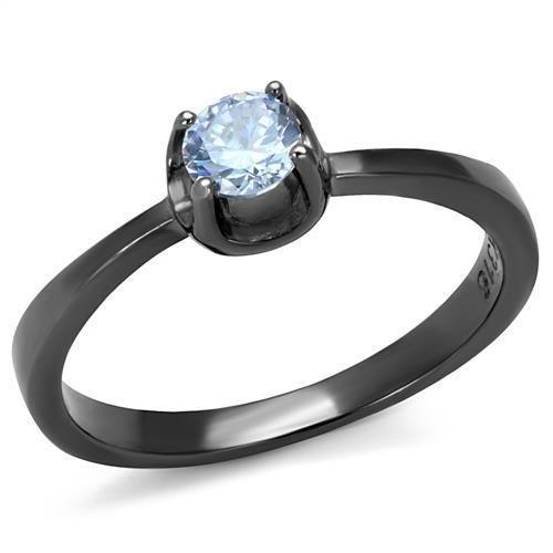 TK2609 - IP Light Black  (IP Gun) Stainless Steel Ring with AAA Grade CZ  in Light Amethyst - Joyeria Lady