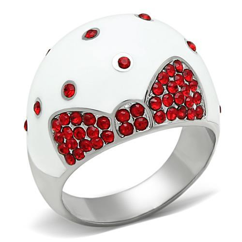 TK260 - High polished (no plating) Stainless Steel Ring with Top Grade Crystal  in Ruby - Joyeria Lady