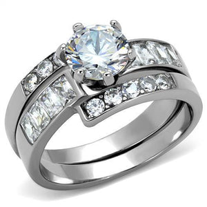 TK2616 - No Plating Stainless Steel Ring with AAA Grade CZ  in Clear - Joyeria Lady