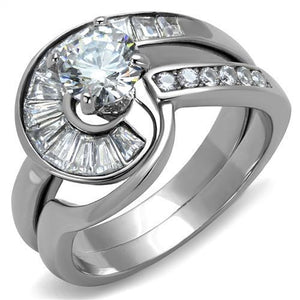 TK2617 - No Plating Stainless Steel Ring with AAA Grade CZ  in Clear - Joyeria Lady