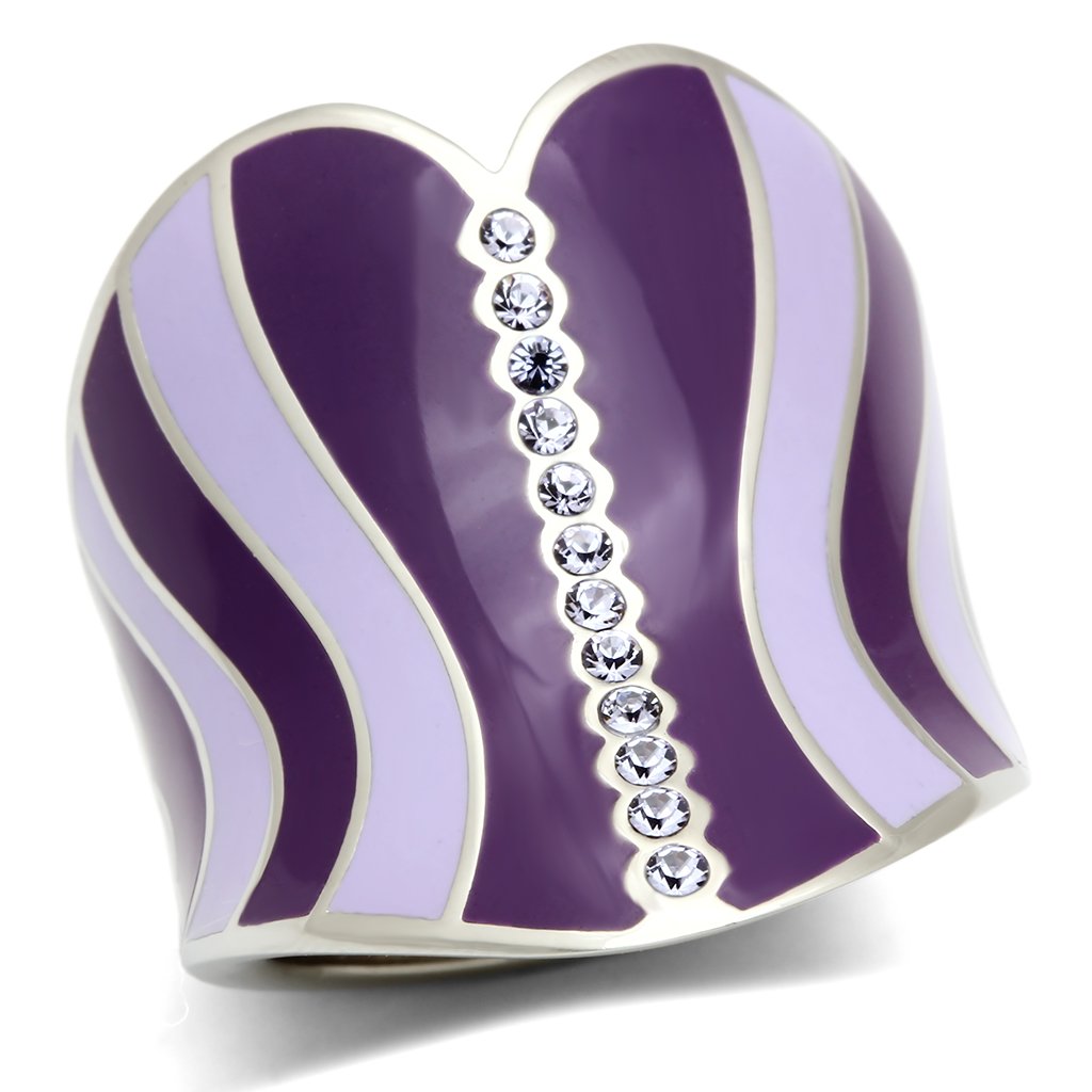 TK262 - High polished (no plating) Stainless Steel Ring with Top Grade Crystal  in Sea Blue - Joyeria Lady