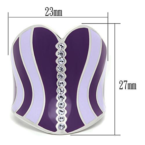 TK262 - High polished (no plating) Stainless Steel Ring with Top Grade Crystal  in Sea Blue - Joyeria Lady