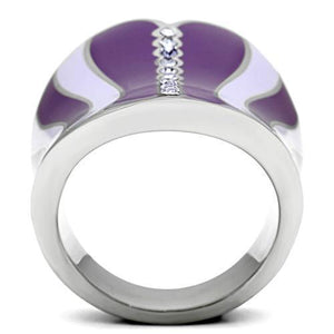 TK262 - High polished (no plating) Stainless Steel Ring with Top Grade Crystal  in Sea Blue