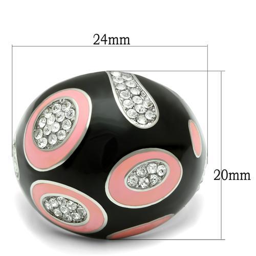 TK263 - High polished (no plating) Stainless Steel Ring with Top Grade Crystal  in Clear - Joyeria Lady