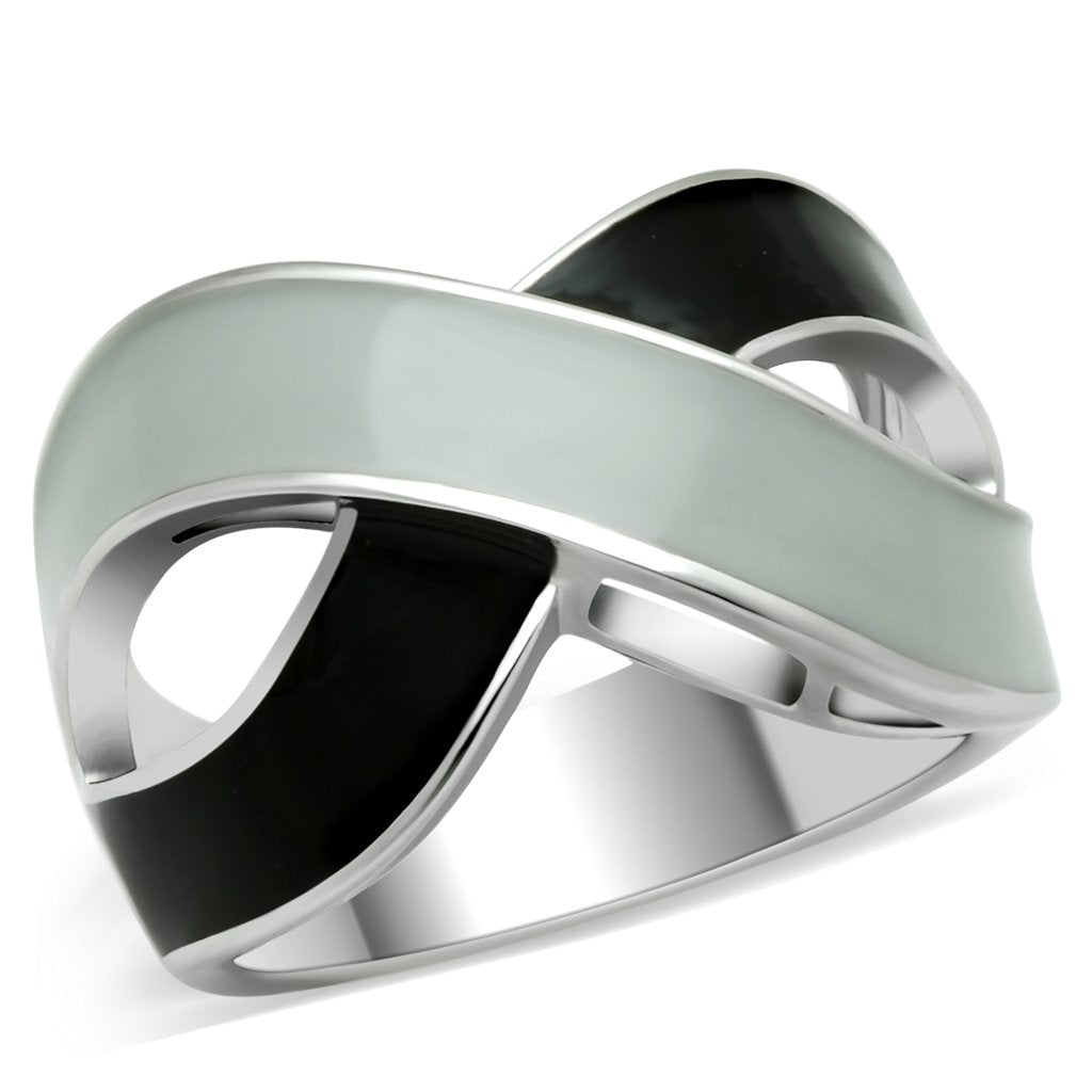TK265 - Rhodium Stainless Steel Ring with Epoxy  in No Stone - Joyeria Lady