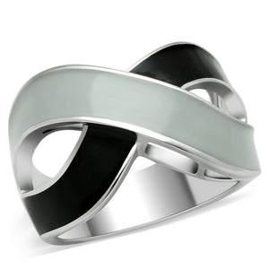 TK265 - Rhodium Stainless Steel Ring with Epoxy  in No Stone - Joyeria Lady