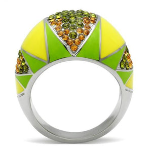 TK266 - High polished (no plating) Stainless Steel Ring with Top Grade Crystal  in Multi Color