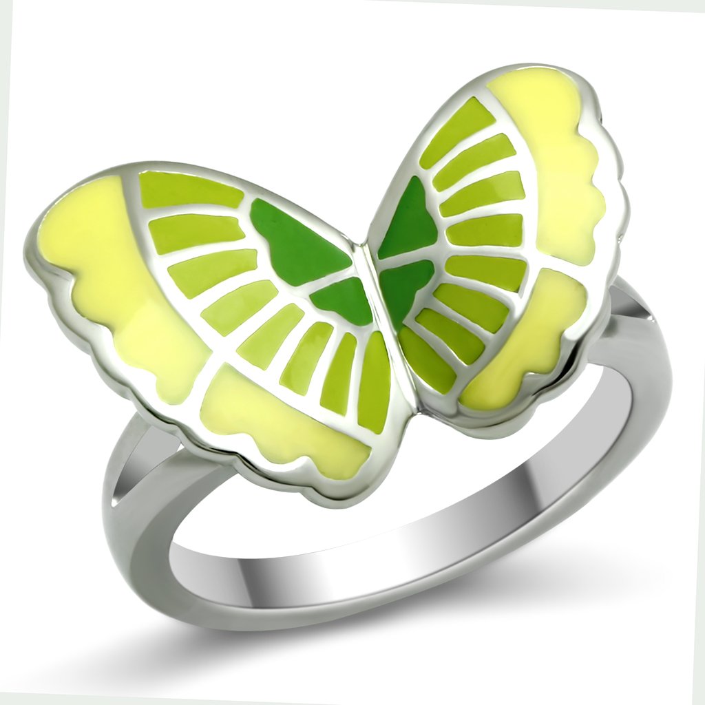 TK267 - High polished (no plating) Stainless Steel Ring with Epoxy  in No Stone - Joyeria Lady