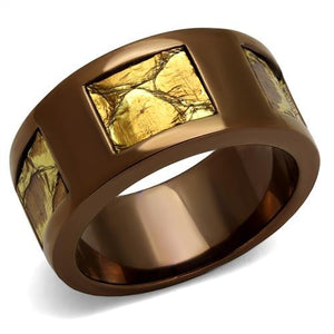 TK2702 - IP Coffee light Stainless Steel Ring with No Stone - Joyeria Lady