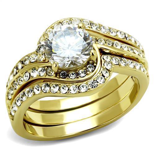 TK2742 - IP Gold(Ion Plating) Stainless Steel Ring with AAA Grade CZ  in Clear - Joyeria Lady