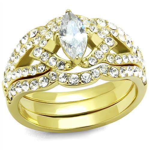 TK2743 - IP Gold(Ion Plating) Stainless Steel Ring with AAA Grade CZ  in Clear - Joyeria Lady