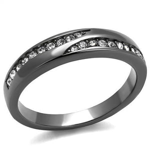 TK2751 - IP Light Black  (IP Gun) Stainless Steel Ring with Top Grade Crystal  in Clear - Joyeria Lady
