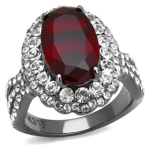 TK2761 - IP Light Black  (IP Gun) Stainless Steel Ring with Synthetic Synthetic Glass in Siam - Joyeria Lady