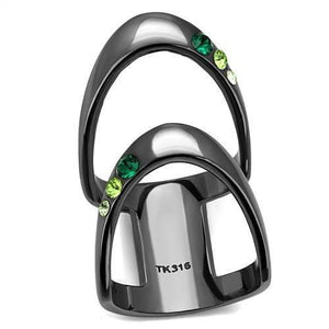 TK2768 - IP Light Black  (IP Gun) Stainless Steel Ring with Top Grade Crystal  in Multi Color - Joyeria Lady